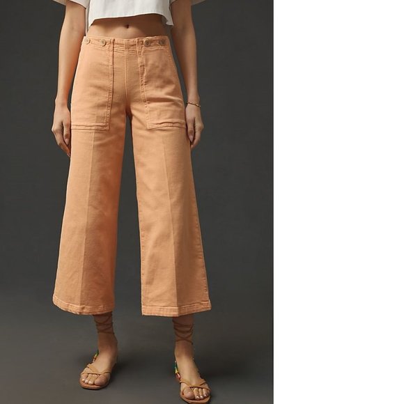 anthropologie The Kit Cropped High-Rise Wide-Leg Trouser Jeans by Pilcro 30 - Picture 4 of 6